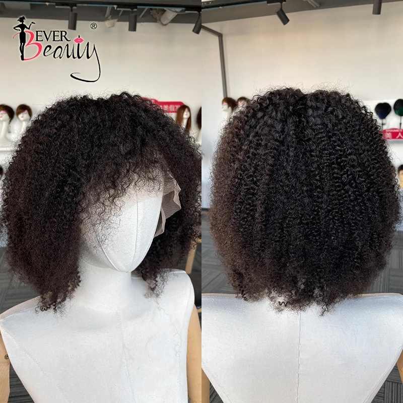 Mongoolse Afro Kinky Krullend Lace Front Menselijk Haar Pruiken Met Pony Voor Vrouwen 4B 4C Korte Menselijk Haar 13X6 Kant Frontale Bob Cut Pruik