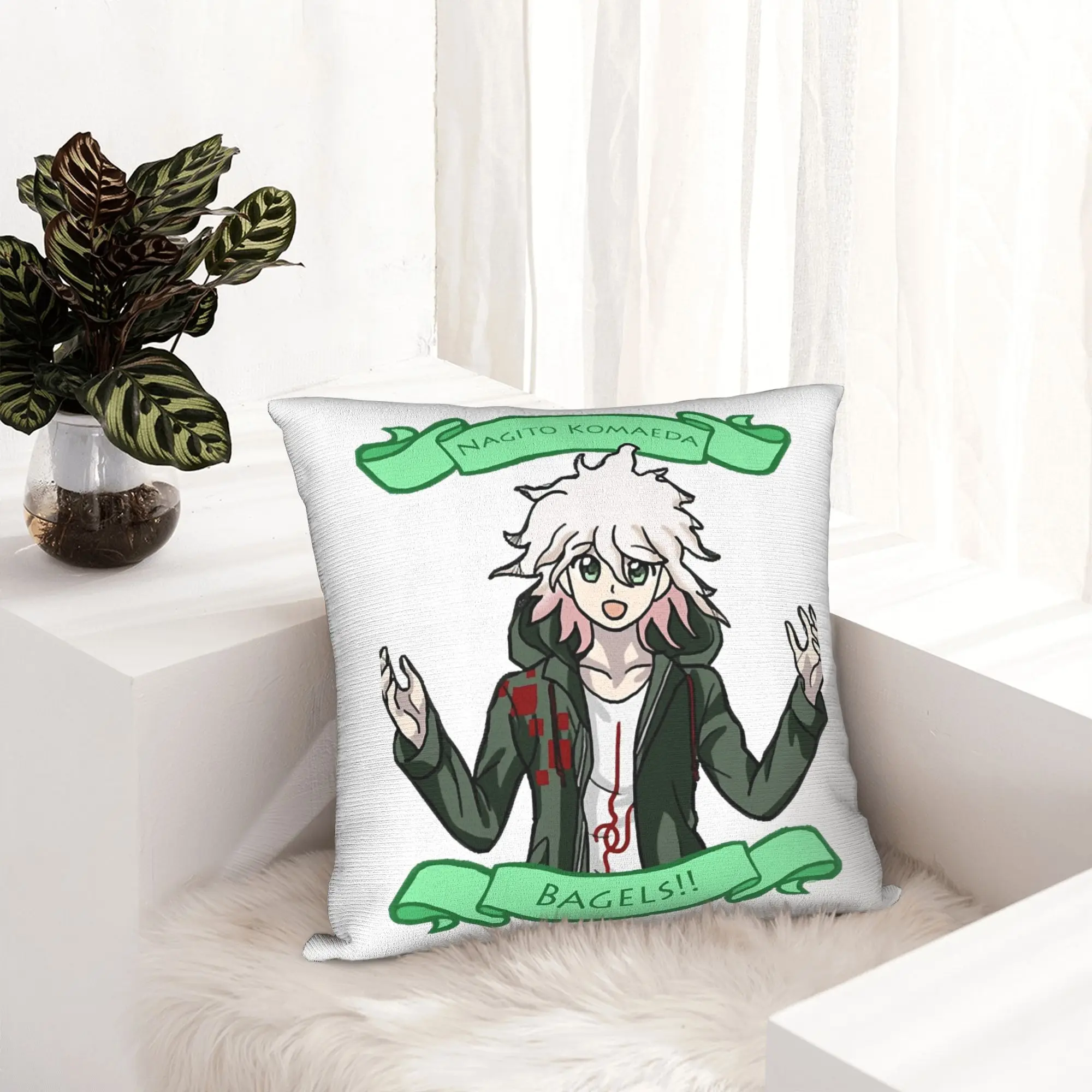 Nagito Komaeda Anime Pillowcase Printed Cushion Cover Gift Throw Pillow Case Cover Chair Square