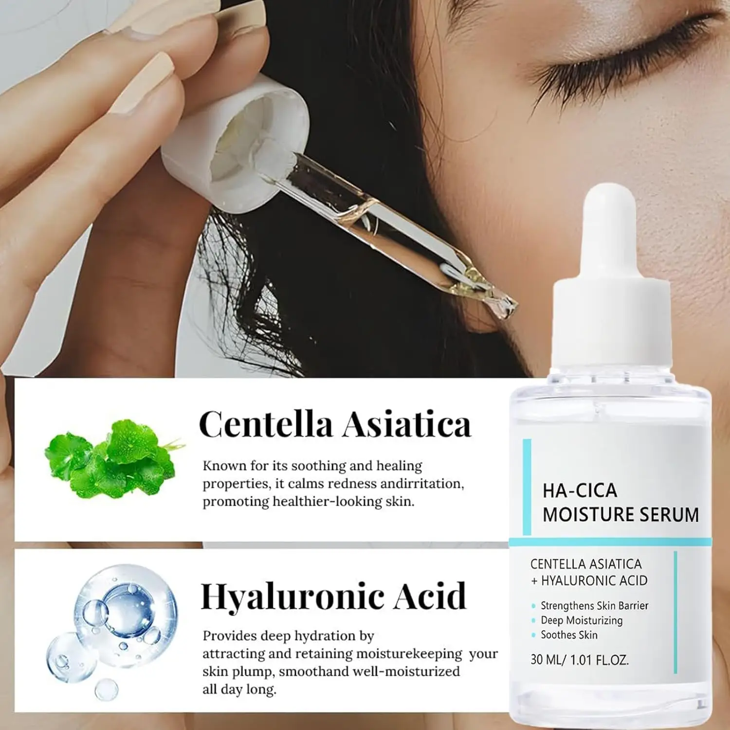 Siero di propoli peptidico e siero viso idratante ialo CICA per donne e ragazze, idratazione rinnovamento delle rughe, antietà, idratazione profonda