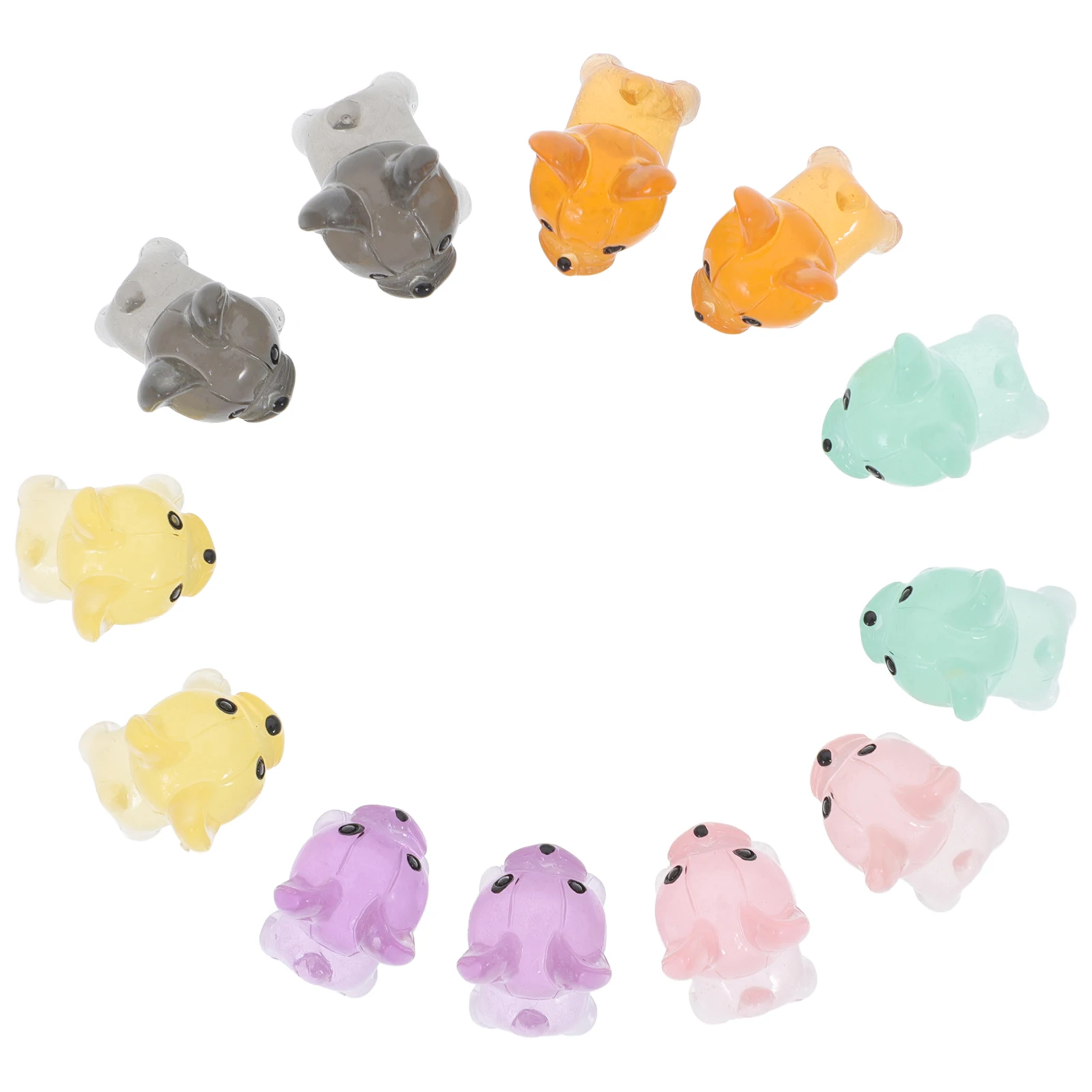 

12pcs The Dark Mini Dog Figurines Garden Miniature Animal Mini Dog Figurines Resin Puppy Ornaments For Decor Statue