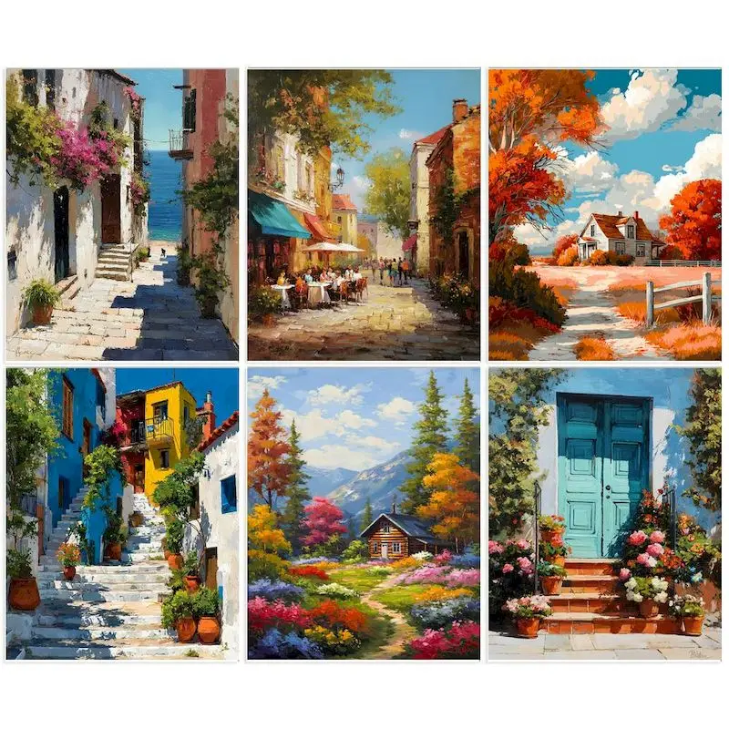 

GATYZTORY DIY Drawing By Numbers Street Landscape Kits Paint By Number On Canvas Hand Painted Painting Art Gift Home Decor
