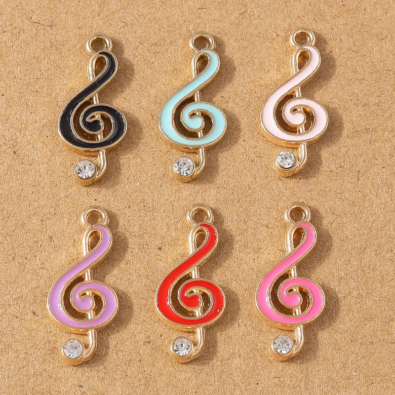 

10pcs Cute Enamel Crystal Music Note Pendants Charms for Jewelry Making Necklace Earrings DIY Bracelet Accessories Supplies