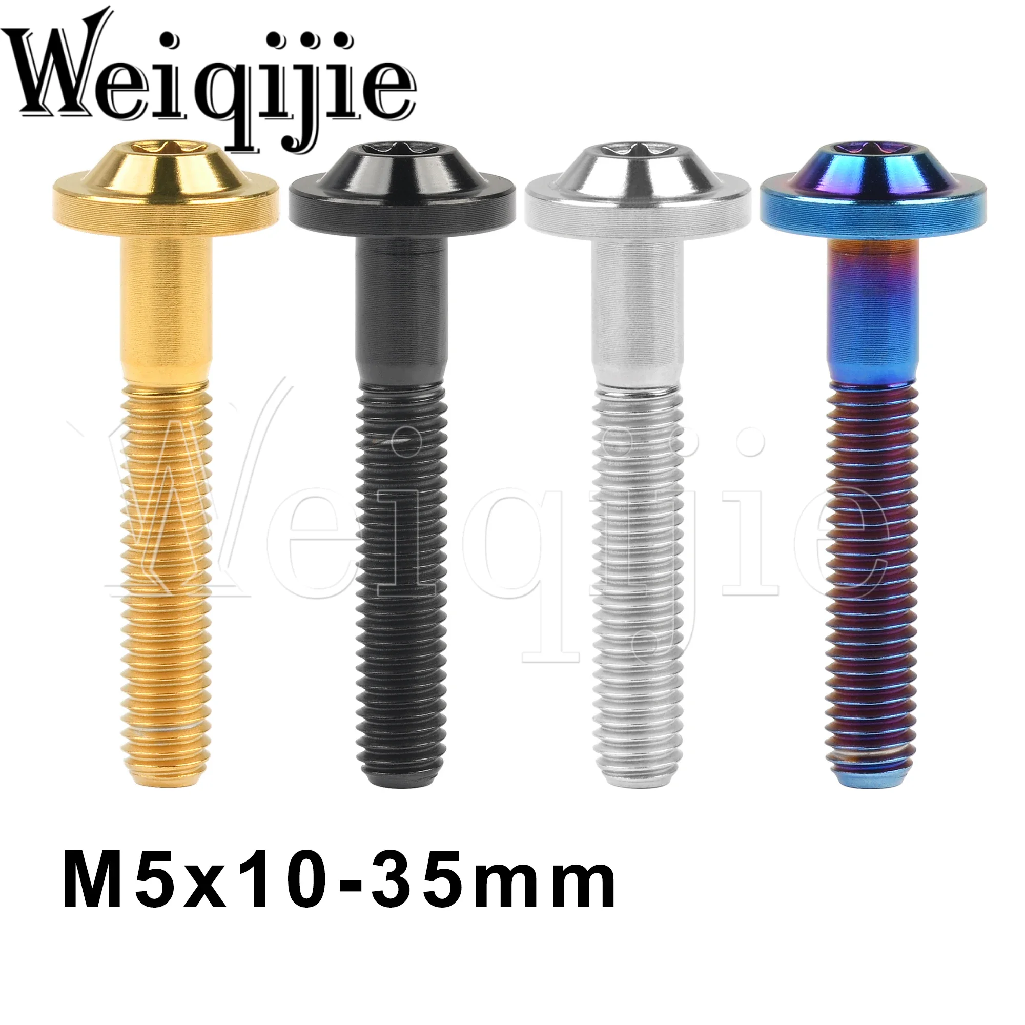 

Weiqijie 6pcs Titanium Bolts M5x10 12 15 20 25 30 35mm Head Screws Torx T25 for Bicycle And Motorcycle Modification