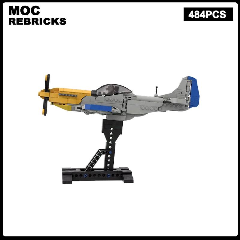 WW2 American Military Series North P-51 Mustang MOC Building Block Aircraft Assembly Model Brick Toys Children's  Christmas Gift