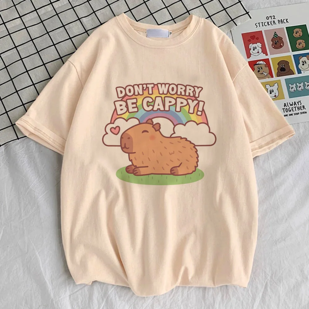 Женская футболка Capibara, удобная классическая футболка с рисунком Y2k, 80-е годы, гранж, хип-хоп, панк, 80-е, психоделическое аниме