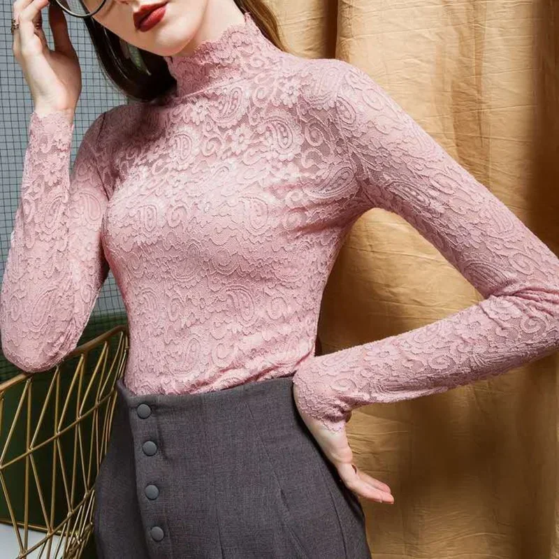 Camicetta da donna in pizzo bianco Camicette da donna estive trasparenti Top e camicette da donna oversize Camicie sexy in pizzo nero a maniche