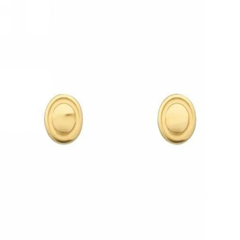 

Sleek Minimalist Gold Button Earrings, Polished Oval Motif for Everyday Wear