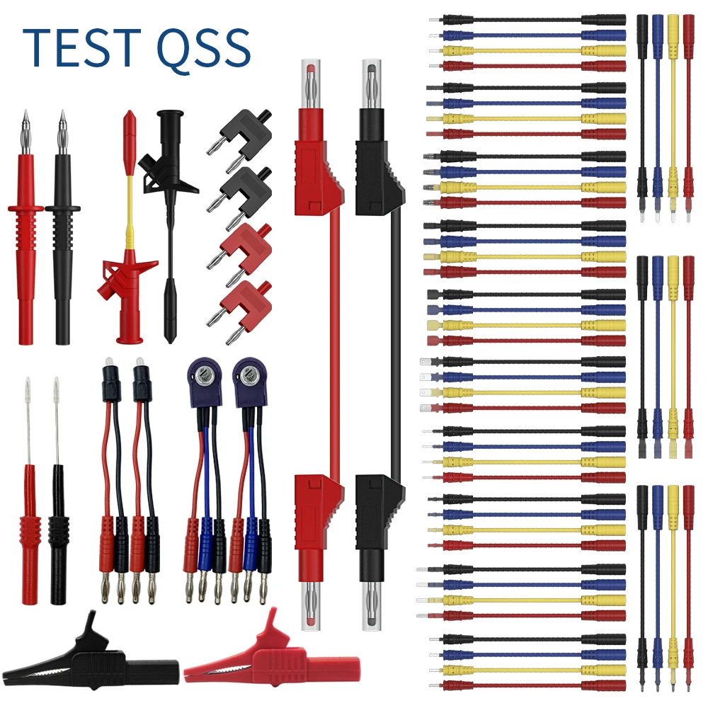 

QSS Automotive Circuit Test Leads Kit 70PCS Terminal Test Kit Multimeter Test Leads Kit with Back Probe Kit Black Carry -70pcs