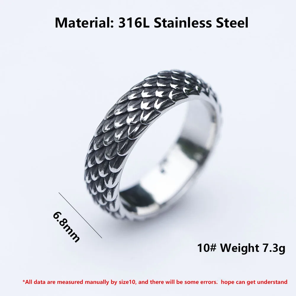 NEW Men\'s 316L stainless steel rings Vintage Nordic Viking Dragon Rings Amulet animal FASHION Jewelry Gifts free shipping