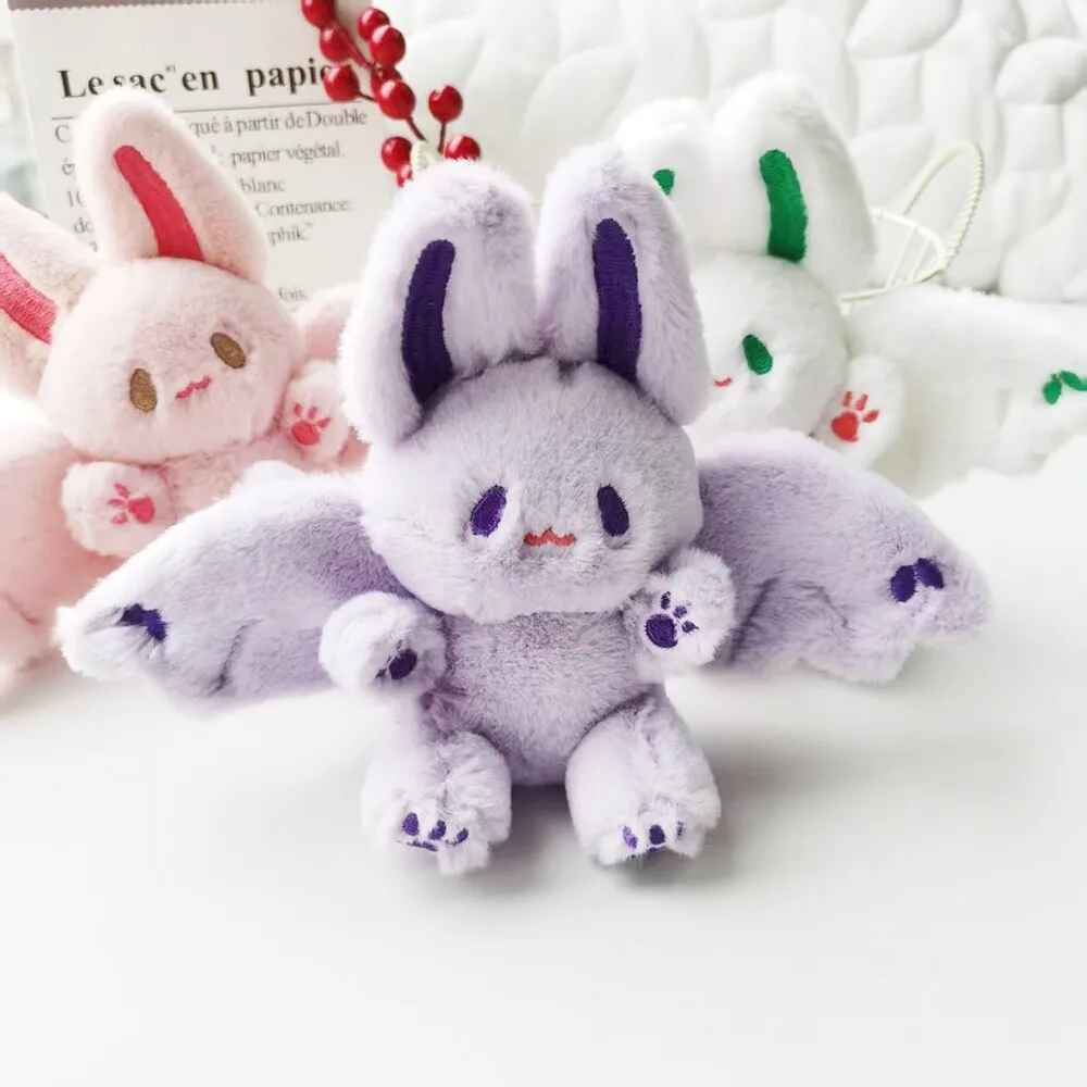 Conejo de murciélago Kawaii de 15cm, llavero de conejo volador, muñeco de animales de peluche, regalo de cumpleaños para chico, accesorios colgantes para mochila