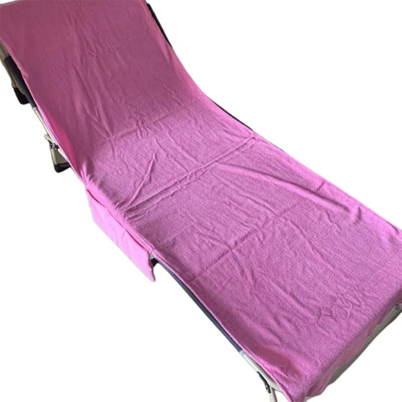 Microfiber Terry Cloth Chaise Lounge Chair Cover Beach Bath Towel with Side Pocket for Pool for Sun Lounger Sunbathing N84C