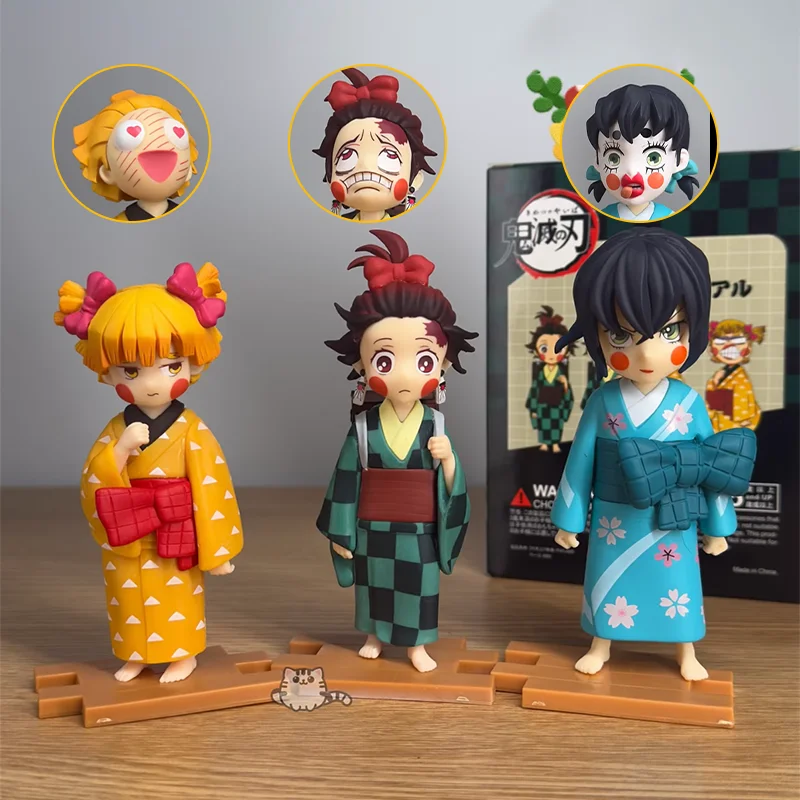 

Demon Slayer Tanjirou Agatsuma Zenitsu Anime Action Figure Inosuke Model Cute Double-Headed Toys Ornament Collect Boys Kids Gift