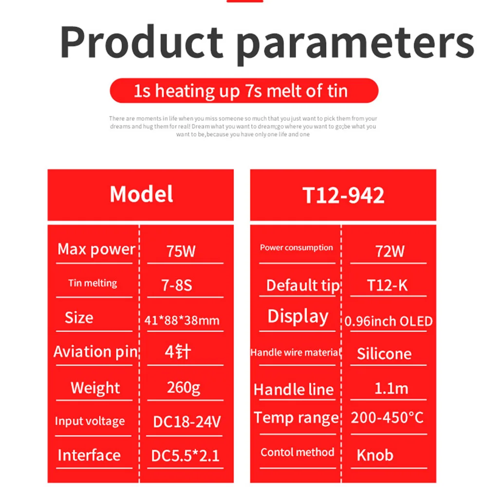 T12-942 OLED MINI Soldering Station Digital Electronic Welding Iron DC Version Portable without Power Supply QUICKO