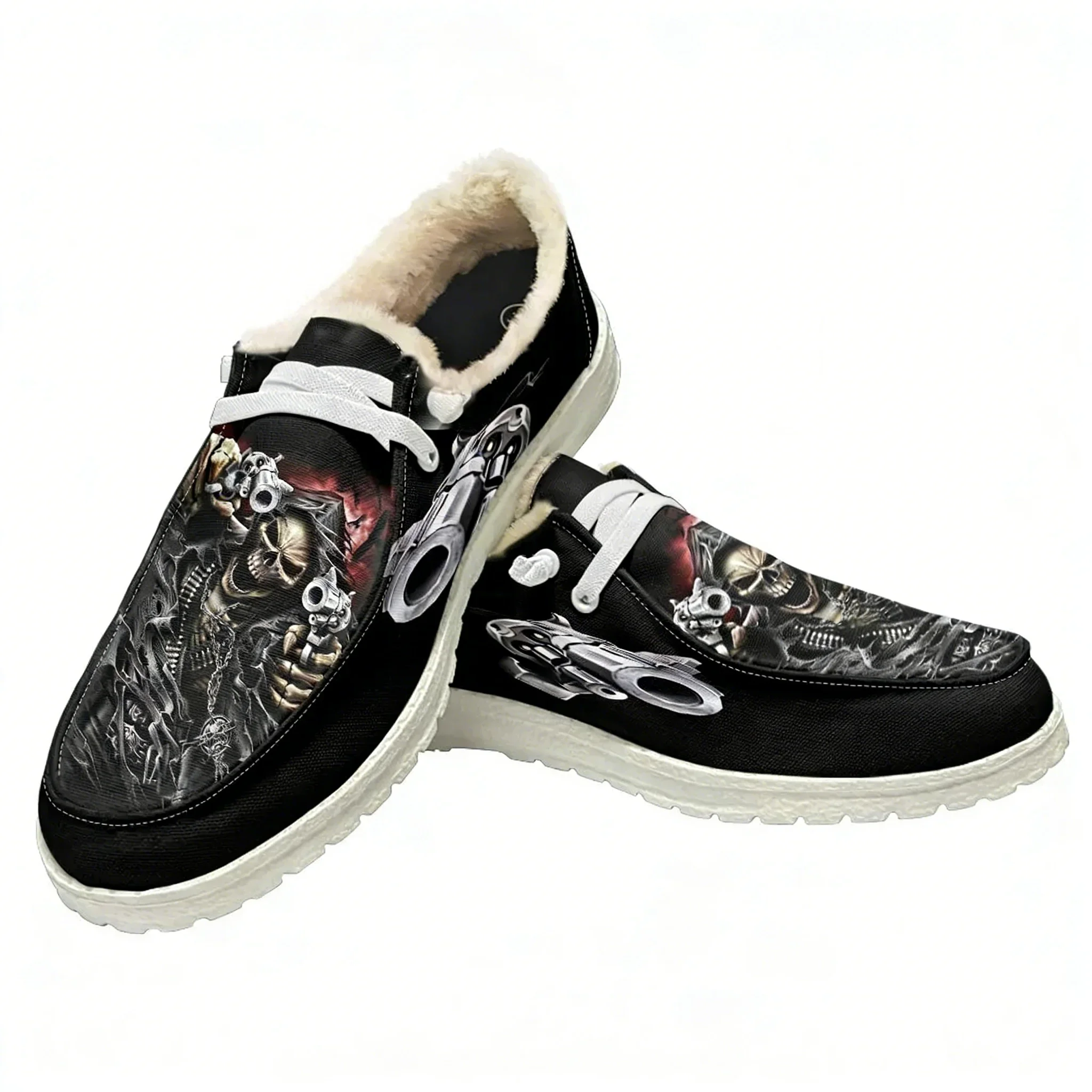Crazy Skeleton Plush Casual Shoes Men Woman Retro Flat Shoe Breathable Outdoor Lightweight Footwear Couple Custom Made Shoe
