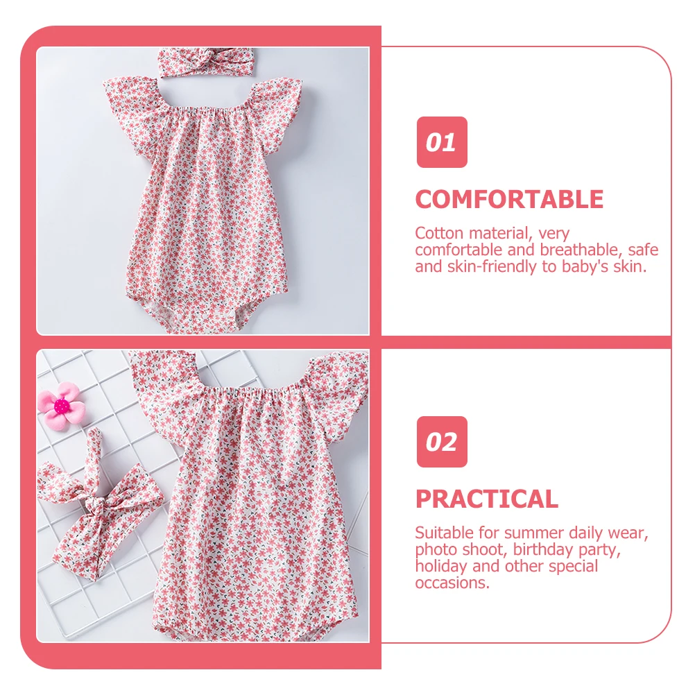 

Newborn Baby Girls Summer Clothes Small Flying Sleeve Romper Neutral Pink Short Jumpsuit Cotton Soft Breathable
