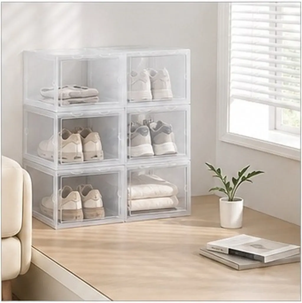 Sturdy Clear Plastic Shoe Box Storage Container for Home Office Use Scratch Proof Stackable Organizer for Shoes Socks Underwear