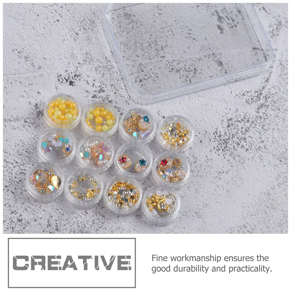 

3Sets Manicure Accessories Storage Box Compact Transparent Small Rounded Nail Art Decor Container Solid Sturdy for Nail Art