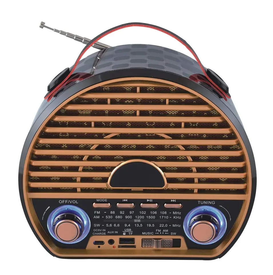 Fp-2367-s Retro Fm Am Sw Radio Dc 3v Radio 18650 1200mah Radio con batería recargable