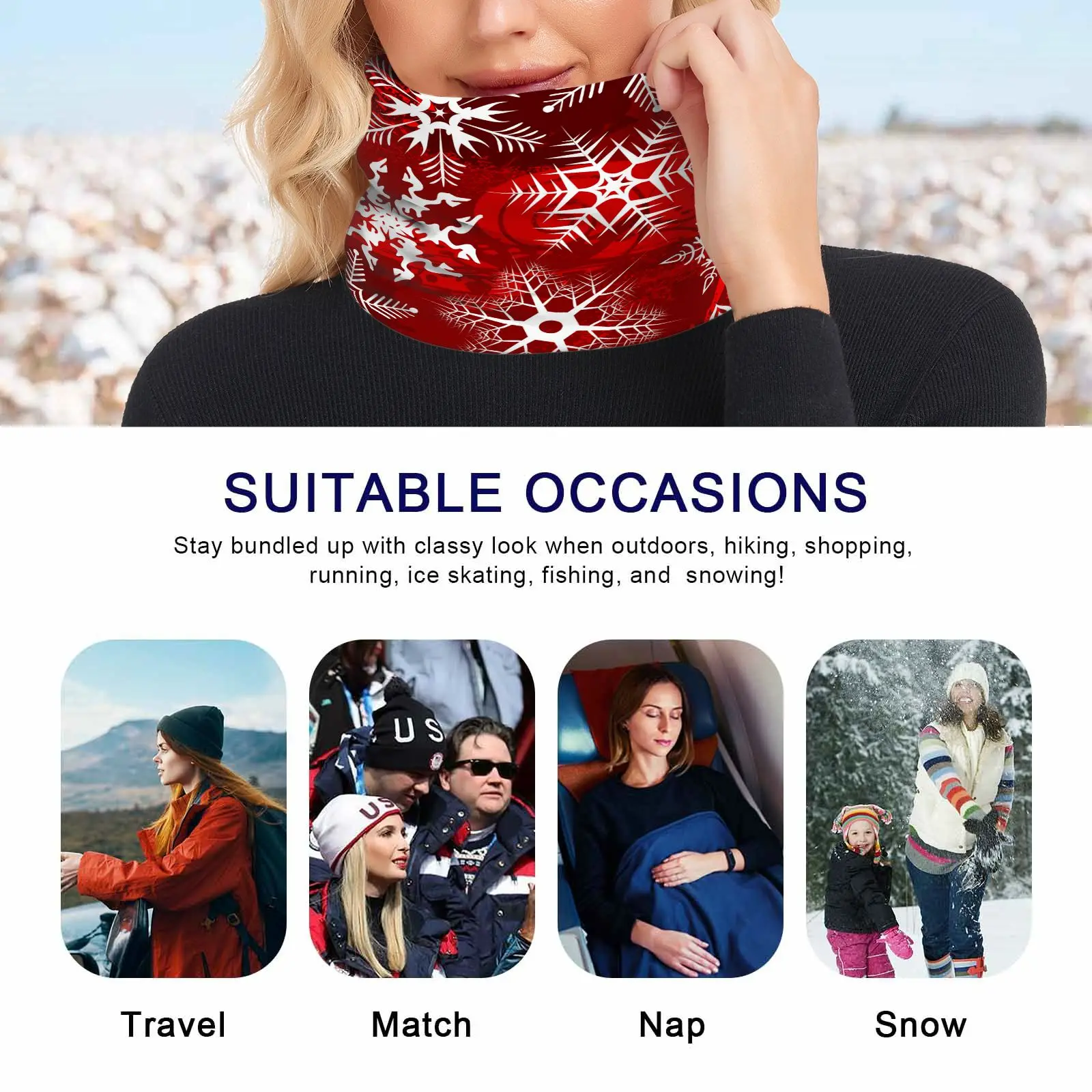 Winter Scarf Knitted Ring Neck Wraps Christmas print Women Bandana Warm Solid Collar Unisex Men Face Scarves Infinite Cashmere