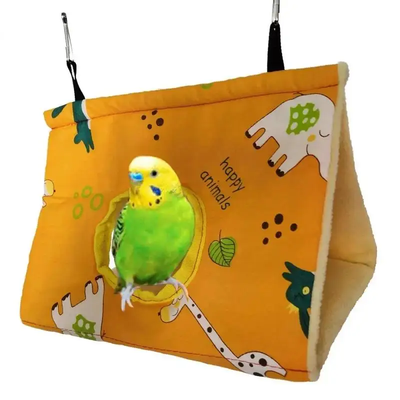Winter Warm Bird Nest House Parrot Hanging Hammock Velvet Shed Hut Finch Cage Plush Birds Hideaway Sleeping Bed Perch Swing