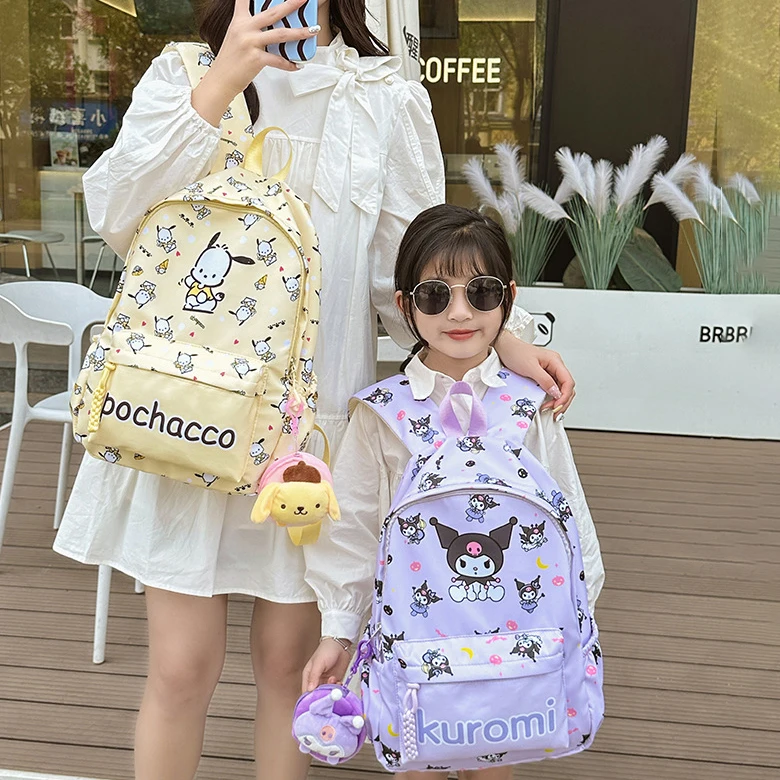 Sanrio Mymelody Kuromi Pochacco Cartoon Nylon Waterproof Travel Backpacks Climbing Travel Bags Hiking Backpack School Bag