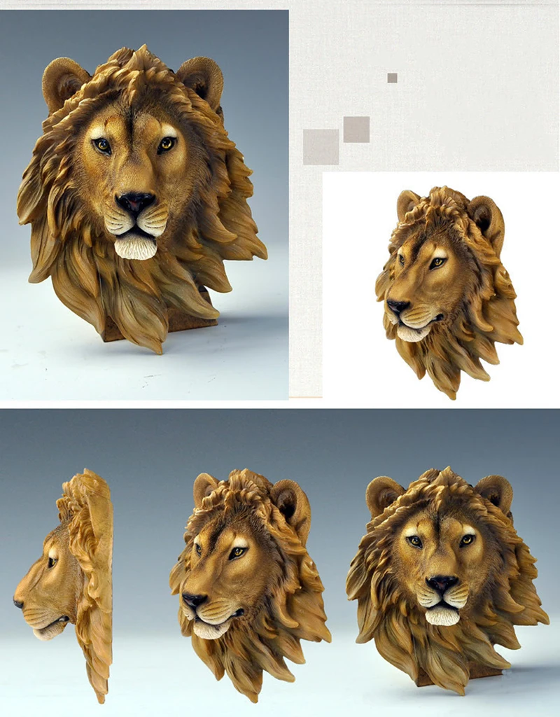 ERMAKOVA Dekorative Harz Tiger Lion Wolf Bär Tier Kopf Halter Wand Aufhänger Statue Tier Shapedat Haken Hängen Rack-Home – Detail 7