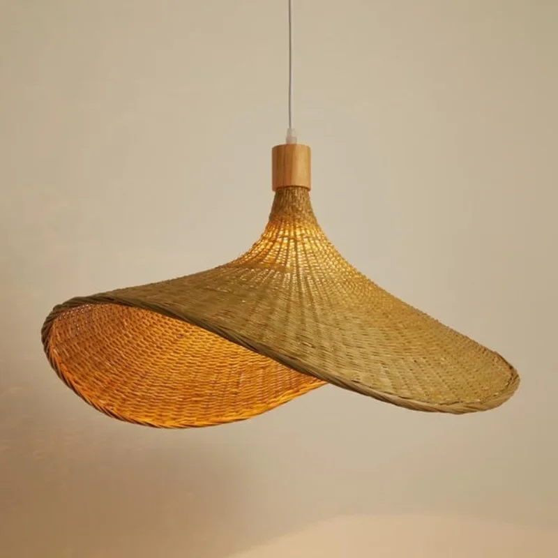 

Handmade Bamboo Pendant Light Tea Rooms Asian Style Lamps Creative Personality Straw Hat Lamps Clothing Store Chandeliers