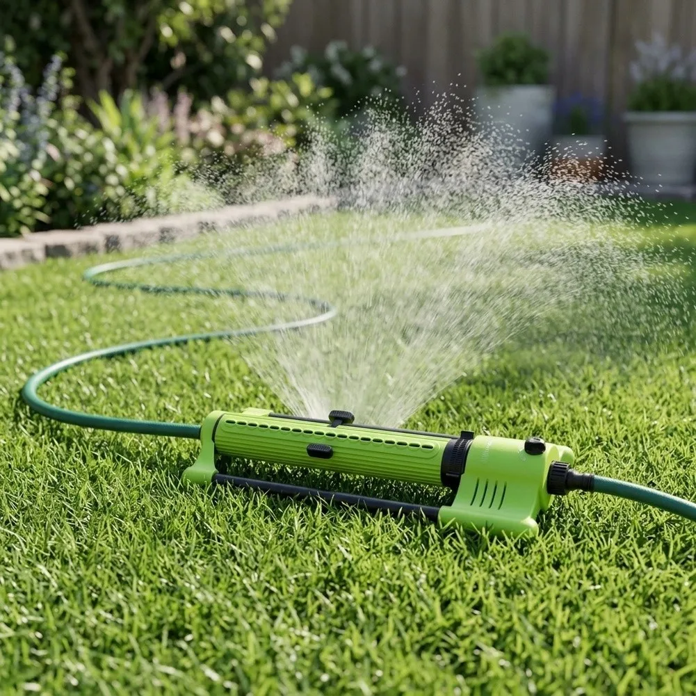 18 Hole Sprinkler Green Oscillating Sprinkler Uniform Water Distribution Swivel Design Abs Aluminum Construction