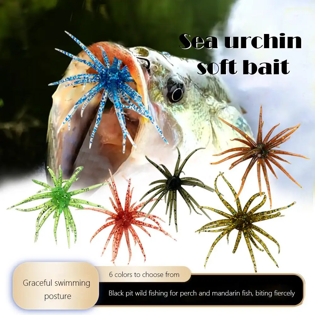 Floating TPR Sea Urchin Spiky Ball Soft Lure Silicone Fishing Bait for Bass Perch Pike Drop Shot Saltwater Fishing Gear - view 5