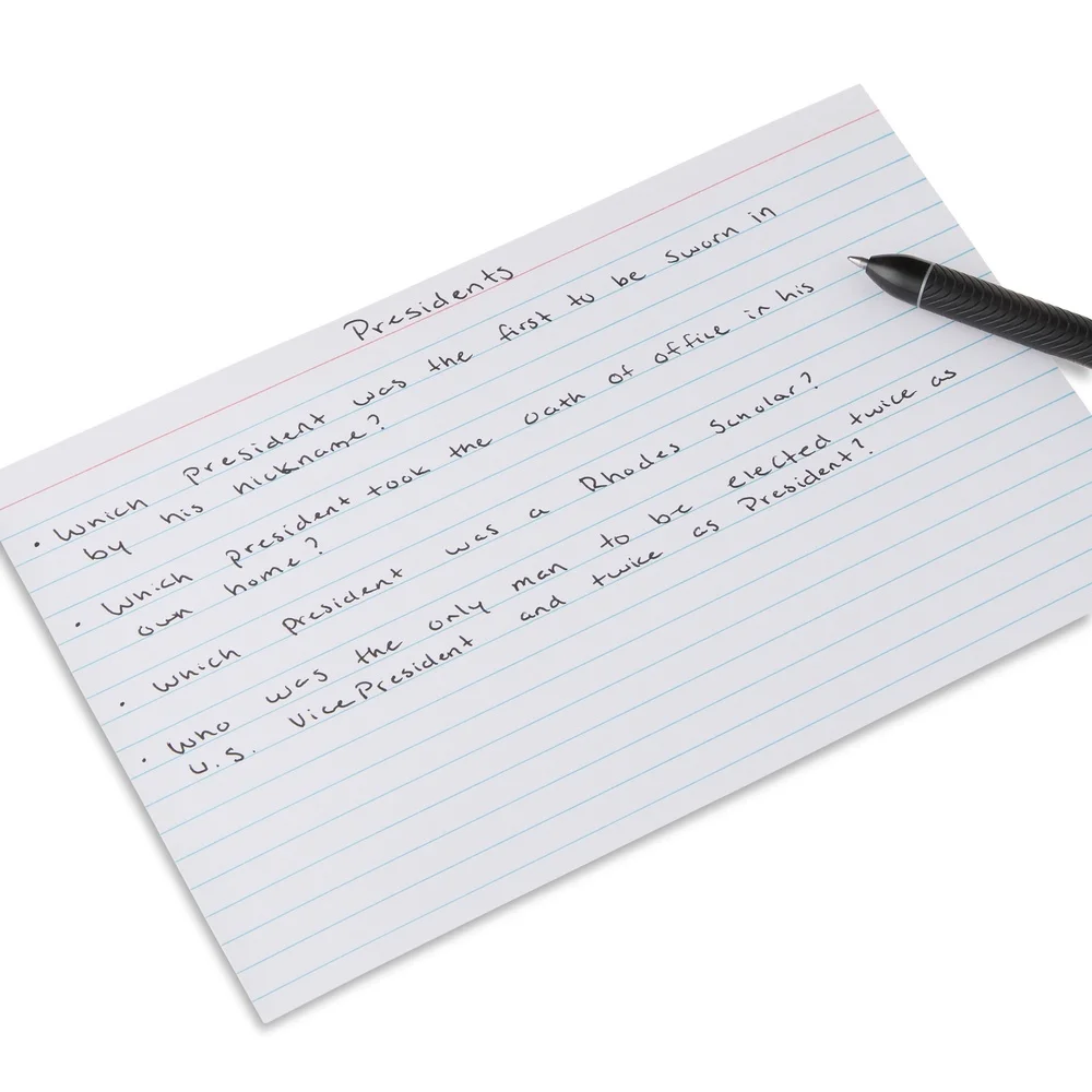 100枚入り罫線入りインデックスカード 5x8インチ 完璧なフラッシュカード メモ取り レシピ 落書き 教室用品 厚手