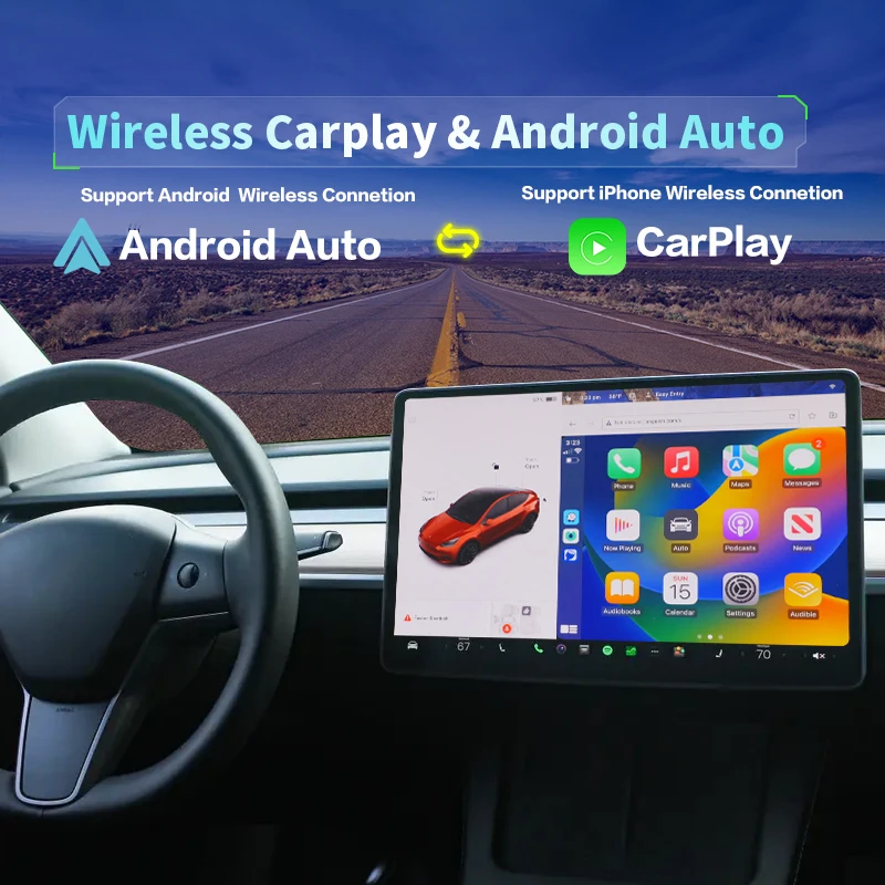 Wireless CarPlay Adapter For Tesla Model 3 Model S X Model Y Apple Car Play Wireless for iPhone/Android Waze  Auto Connect