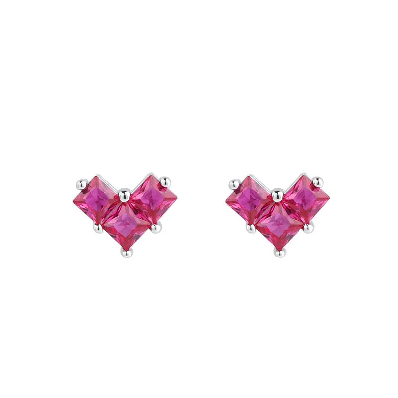 New in 925 Sterling Silver Heart Zircon Stud Earrings For Women High Quality  Wedding Luxury Jewelry Accessories Jewellery