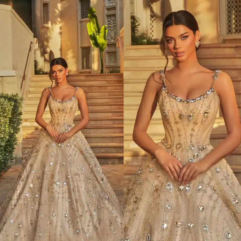 Colorful Mermaid Prom Dress Beaded Crystal With Spaghetti Strap Formal Party Floor-Length Bridal Gowns Dresses Customized