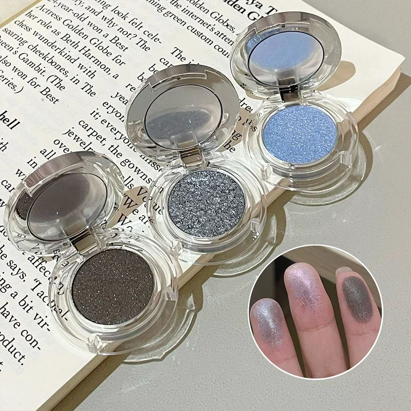 Diamant-Glitzer-Lidschatten-Palette, grau, blau, einfarbig, Glanz, Perlglanz, Gesicht, Körper, erhellt Glitzer, natürlicher Glanz, Kontur-Make-up