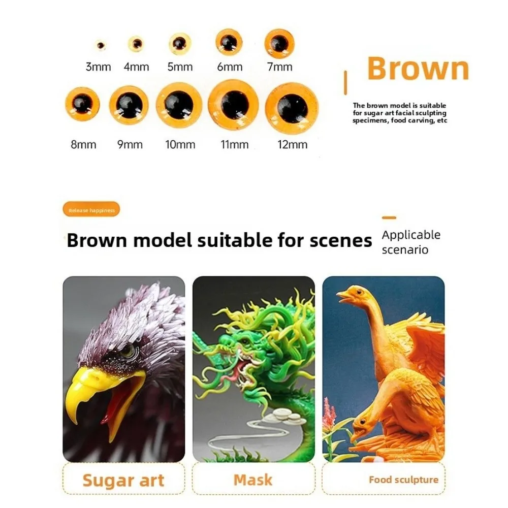 100PCS Creative 3-12mm Dolls Glass Eyes Needle Felting Toys Accessories Doll Eyes DIY Glass Doll Safety Eye Plush Doll