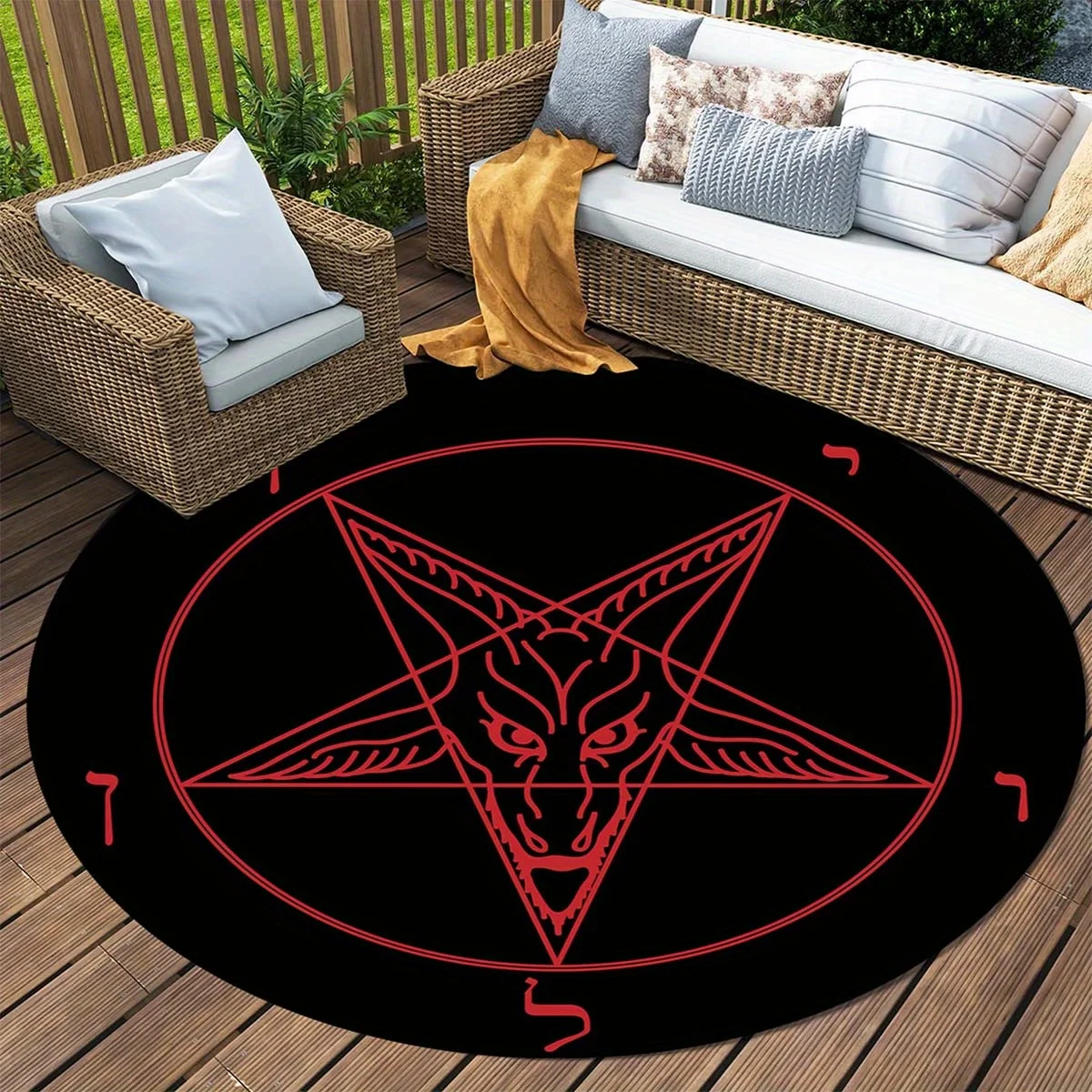 

Круглый ковер в стиле готической звезды — Нескользящий ковер из полиэстера, который можно стирать в машине, для гостиной, спальни, ванной комнаты, кухни, декор