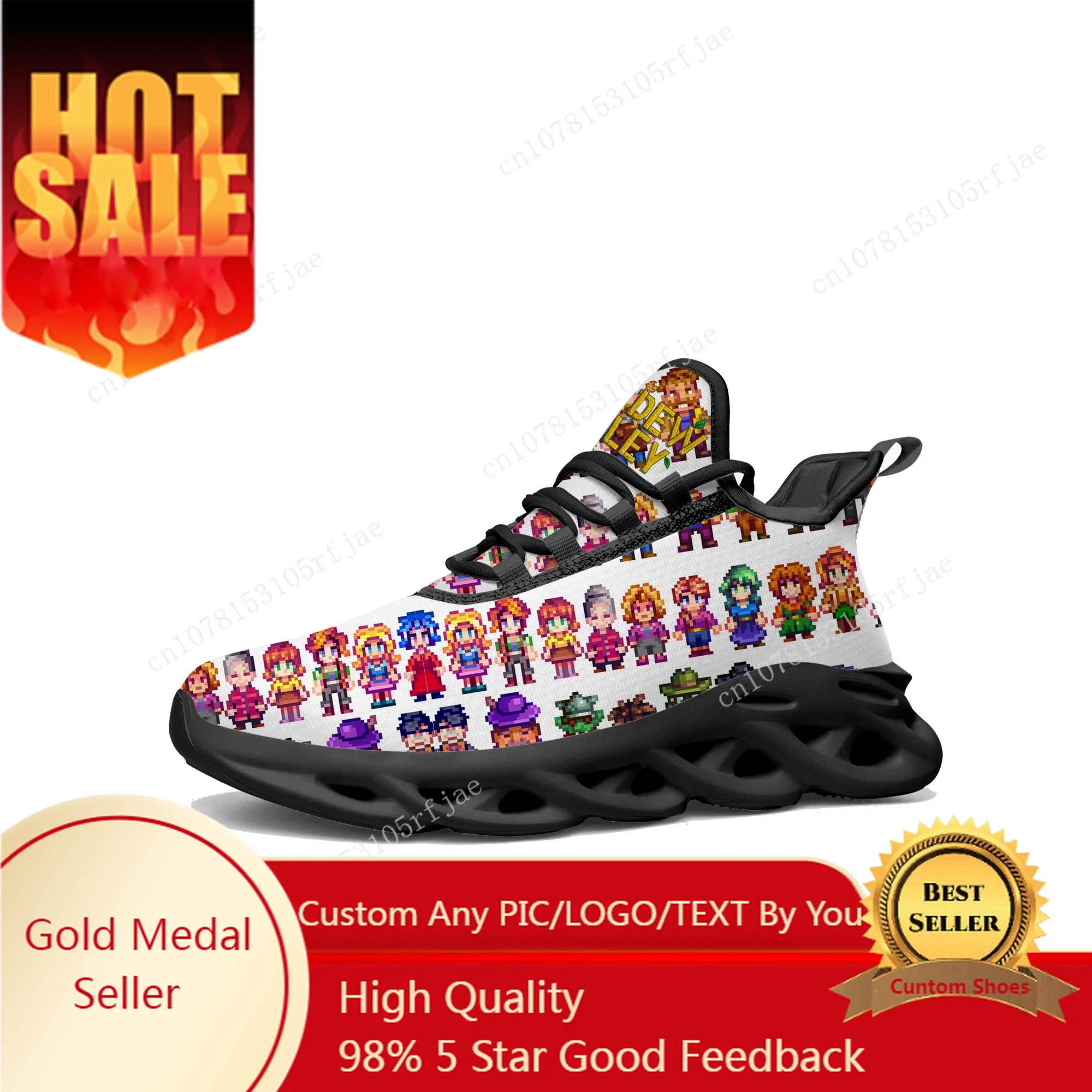 

Stardew Valley Flats Sneakers Hot Cartoon Game Mens Womens Teenager Sports Running Shoes Tailor Made Lace Up Shoes