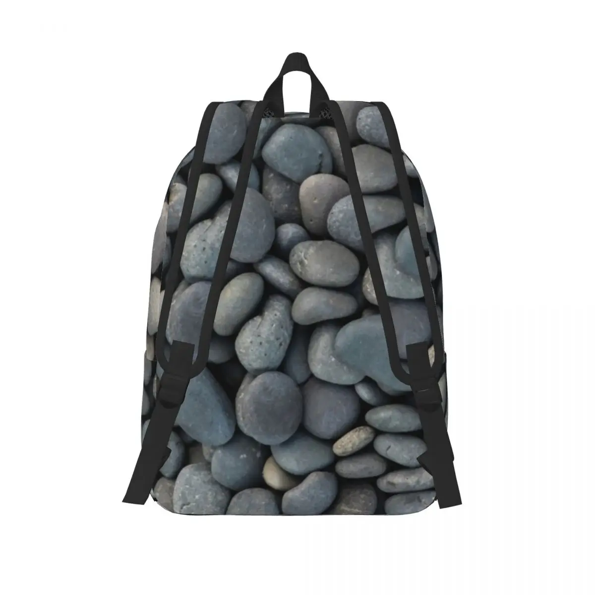 Gray River Stone Pebbles River Rock Student Backpack School Bag Hiking Travel Daypack Boys Girls Fashion Bookbag Shoulder Bags