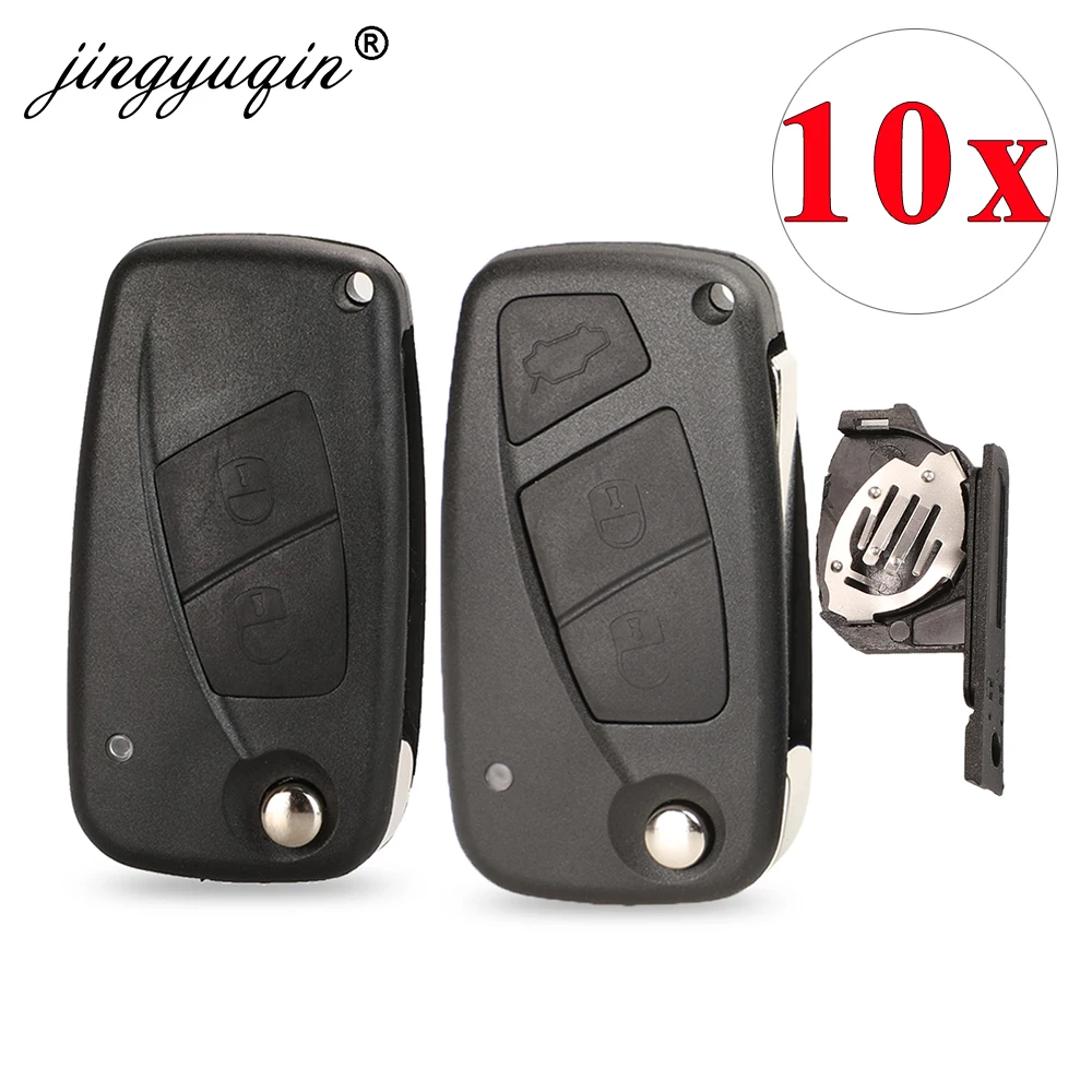 jingyuqin 10pcs/lot New Flip Folding Remote Key Case 3 button black 3 BTN For FIAT 3 button Punto Ducato Stilo Panda