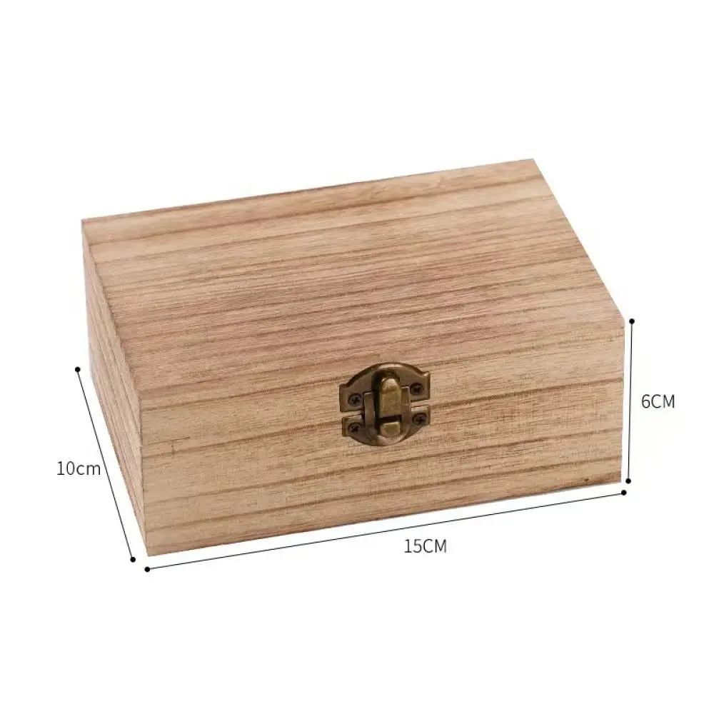 Rustic Wooden Gift Container Hinged Lid Rectangular Paulownia Storage Box Decorative Organizer For Small Accessories