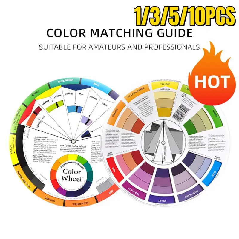 Pocket Color Wheel, Artist Pigment Paint Color Mixing Guide Palette Wheel Matching Chart Board Mix Color Selection Tool