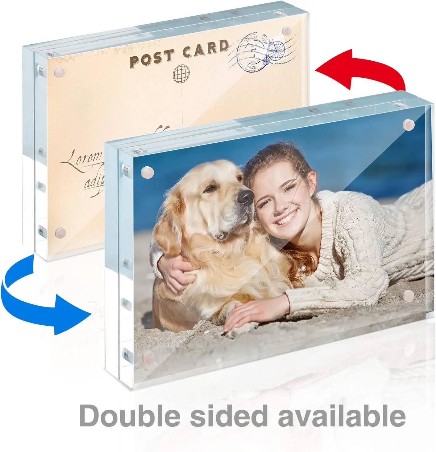 Picture Frames Acrylic, TWING 5 Pack 4x6 Acrylic Frame, Horizontal Magnet Double Sided 4x6 Picture Frame,12+12MM Thick Clear