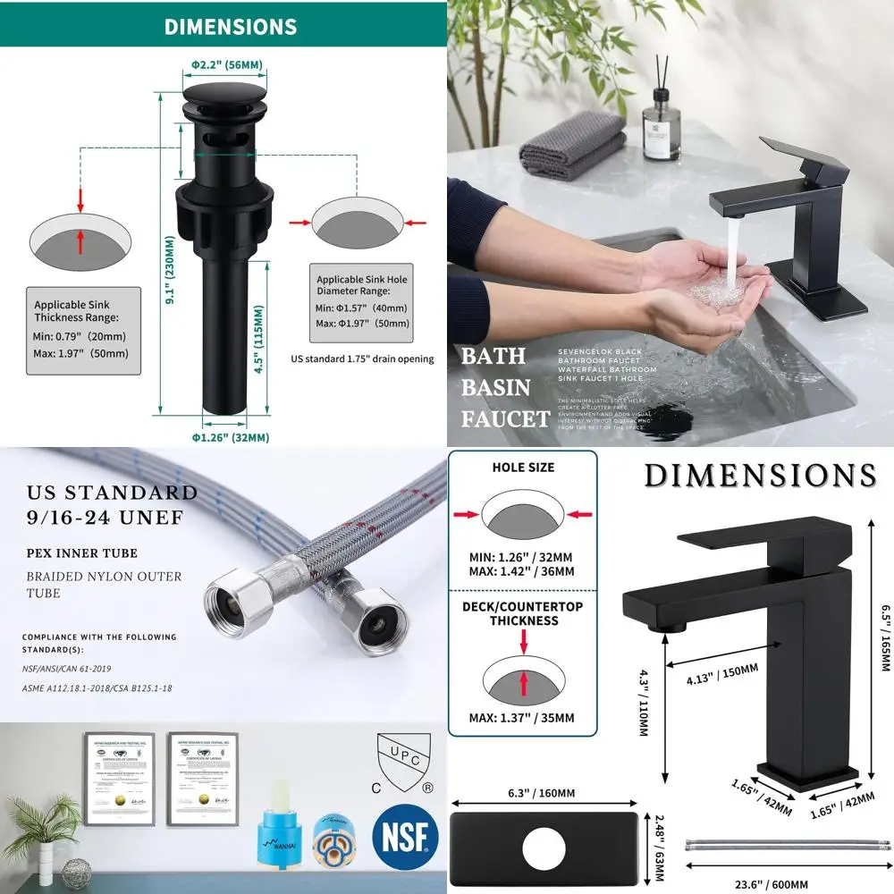 

Современный смеситель для раковины в ванной комнате с одной ручкой из нержавеющей стали с выдвижным сливом и переливом, черный, SF3P-BK