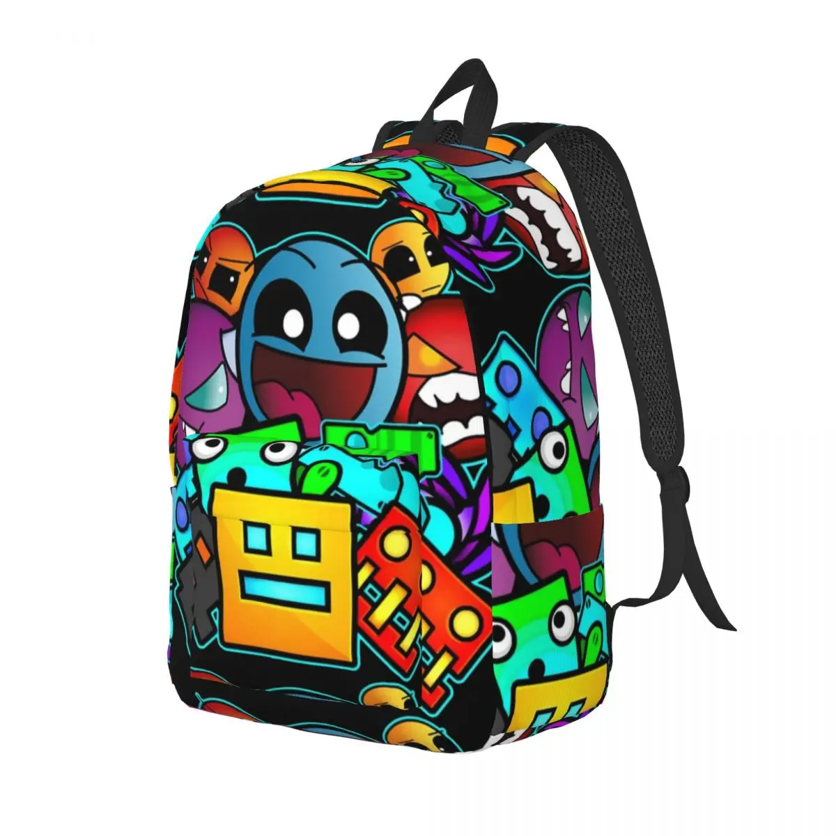 Game Geometric Dash Old School Gaming Backpack Preschool Primary School Student Geometry Dash Bookbag Kids Daypack with Pocket