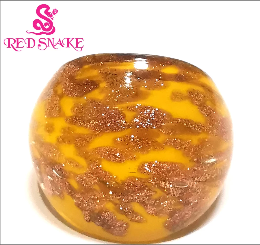 

RED SNAKE Fashion Ring Handmade Yellow and Brown Design Murano Glass Rings RSMG0000#454