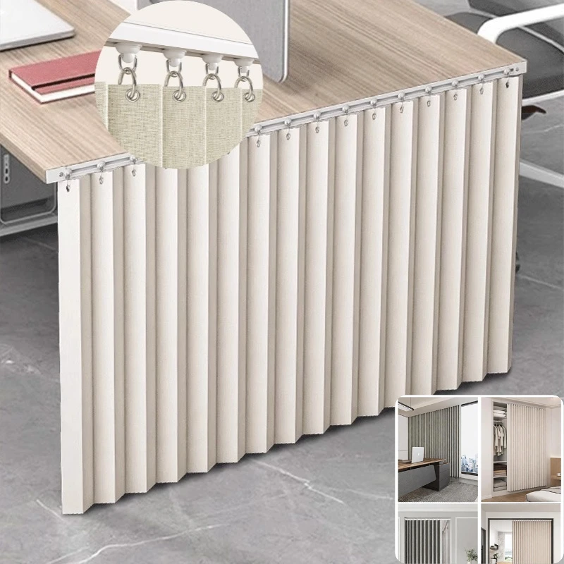Under Desk Privacy Shield Curtain Office Workstation Bottom Partition, Air Windproof Cloth for Computer Desk Office Decor