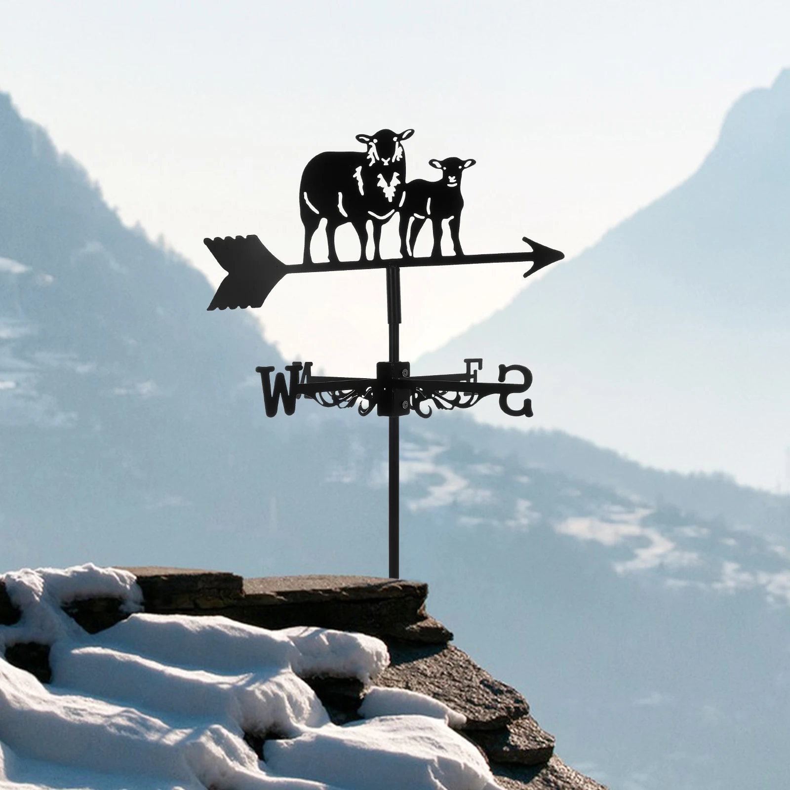 

Outdoor Ornaments Sheep Weather Vane Wind Vanes for Direction Indicators Garden Weathervane Roof Mount Black Child