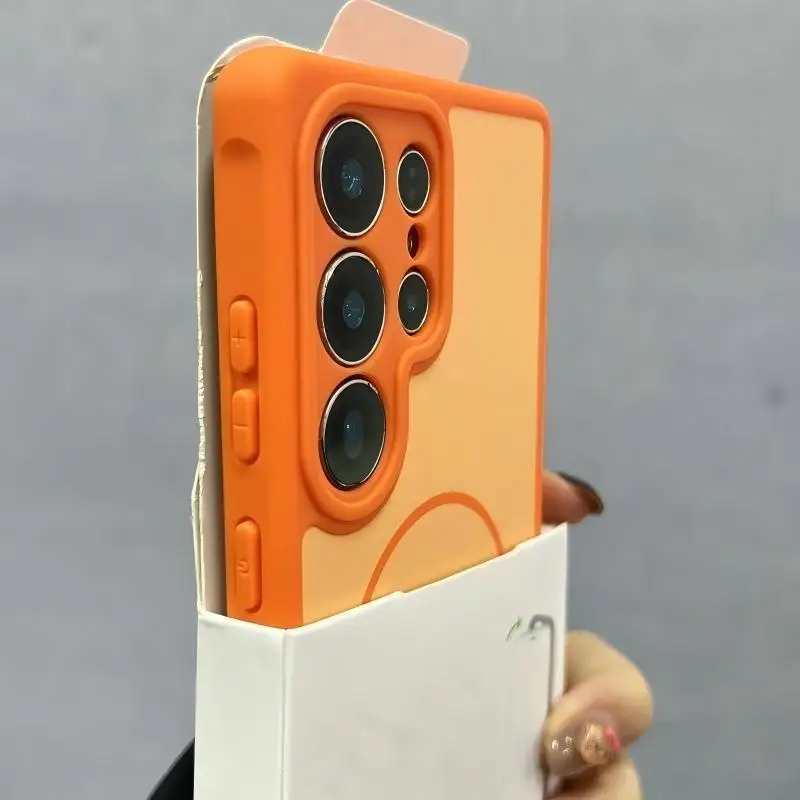 Matte Hit‑Color Breathable Non‑Slip For MagSafe Case For Samsung S26 Plus S25 S24 S23 Ultra, Magnetic Wireless Charging Cover