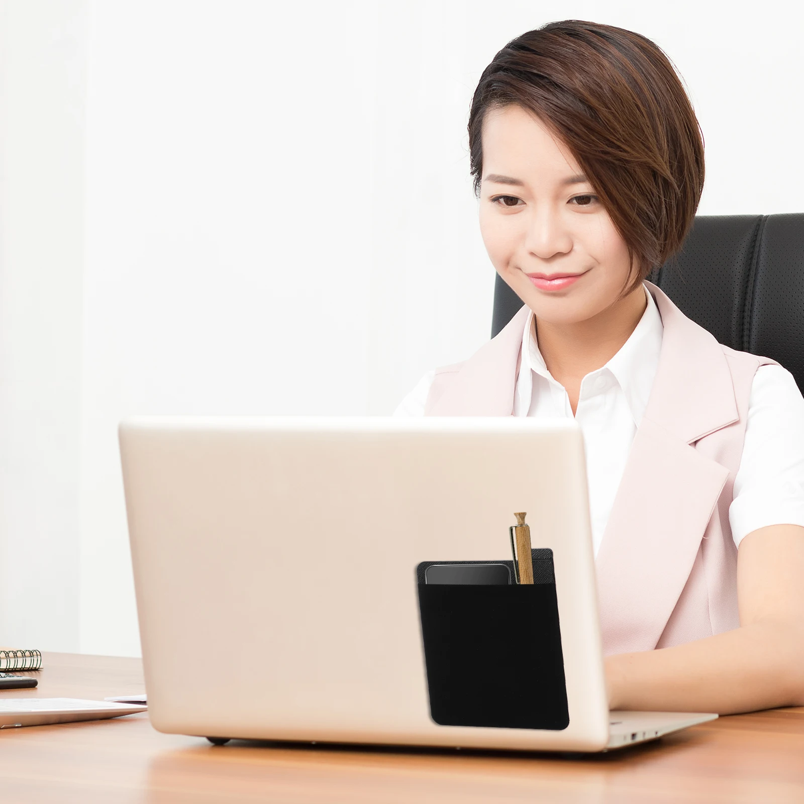 

Storage Bag For Laptop Accessories Slim Design High Elastic Cloth Holds External Hard Drive Mouse Headset Stick-On