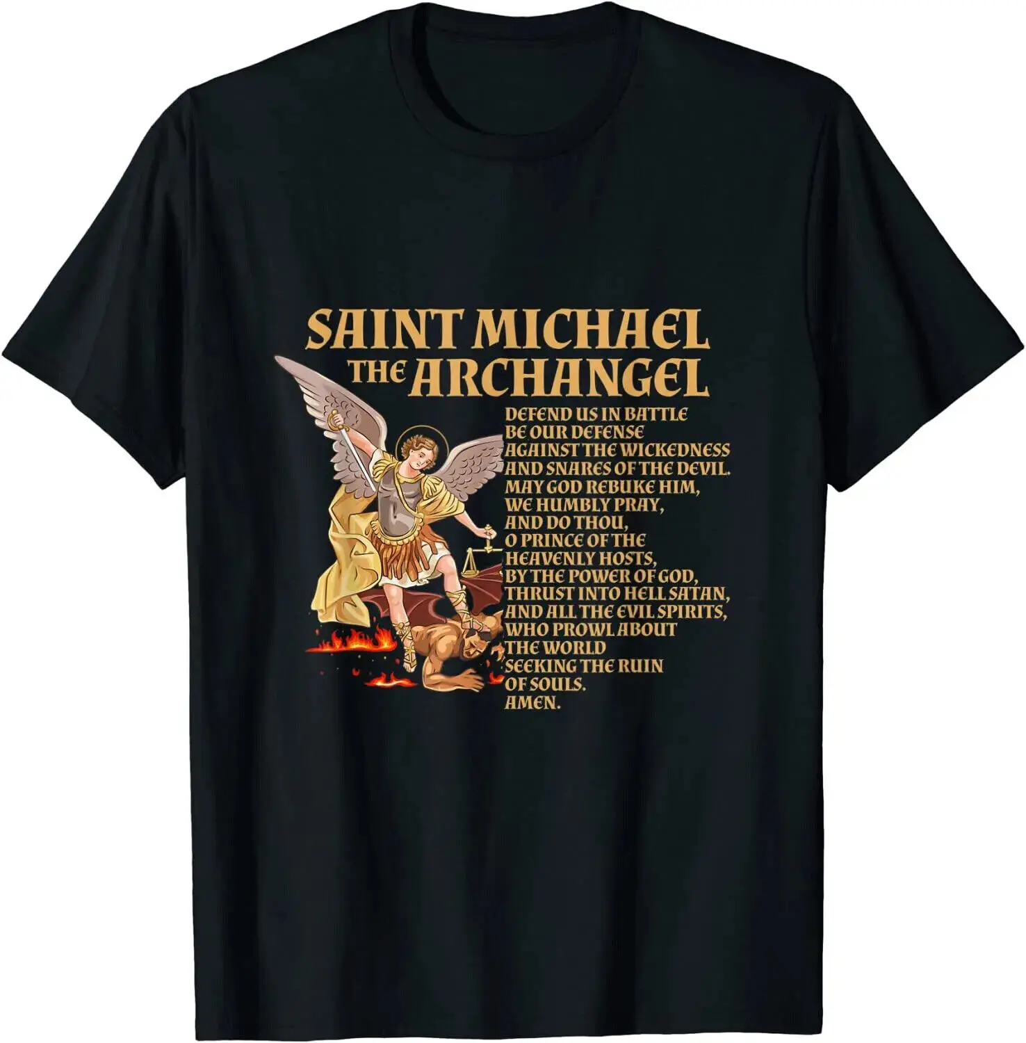 HOT! St Michael The Archangel Prayer T-Shirt Size S-5XL